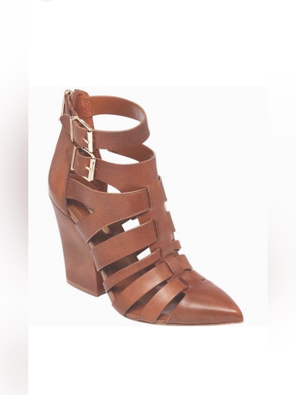 🛍️ BCBG Woven Leather Chunky Heel Summer Sandals